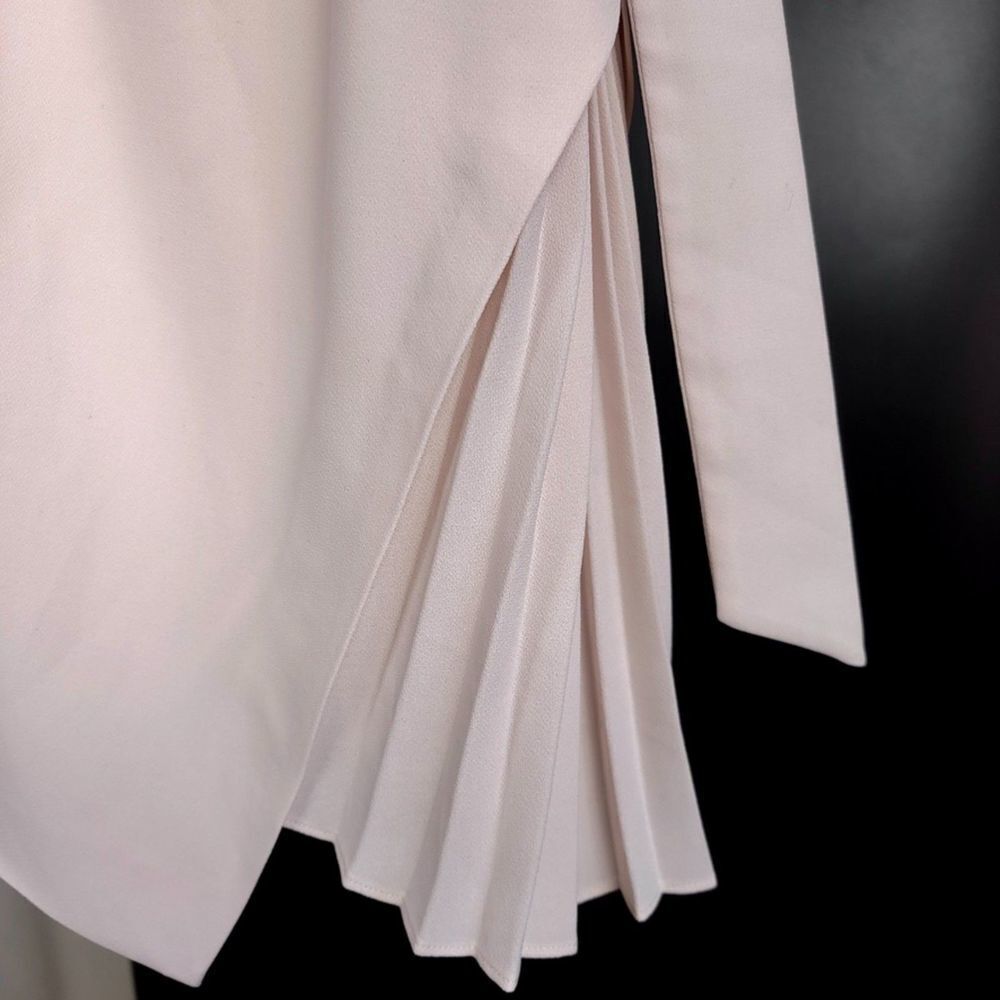Havva Military Tailored Asymmetric Pleated Sheath Dress Cream Gold Minimal Small — image 4 of 8